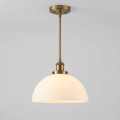 Reference image: a brass and milk-glass pendant light