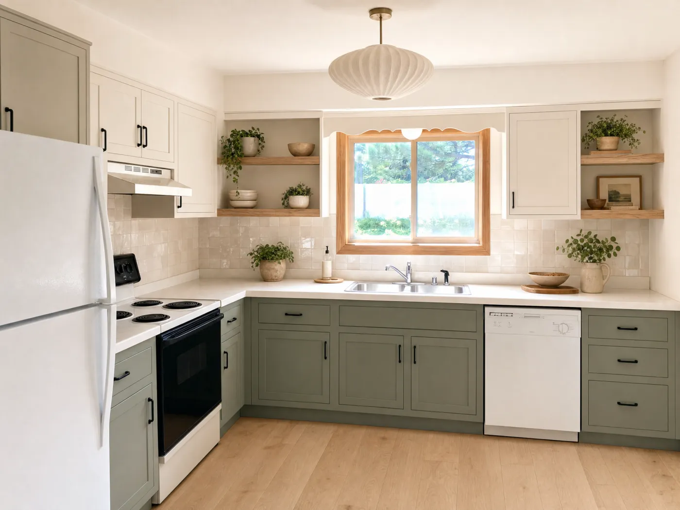 The same kitchen redesigned with Idori into a warm Scandinavian style